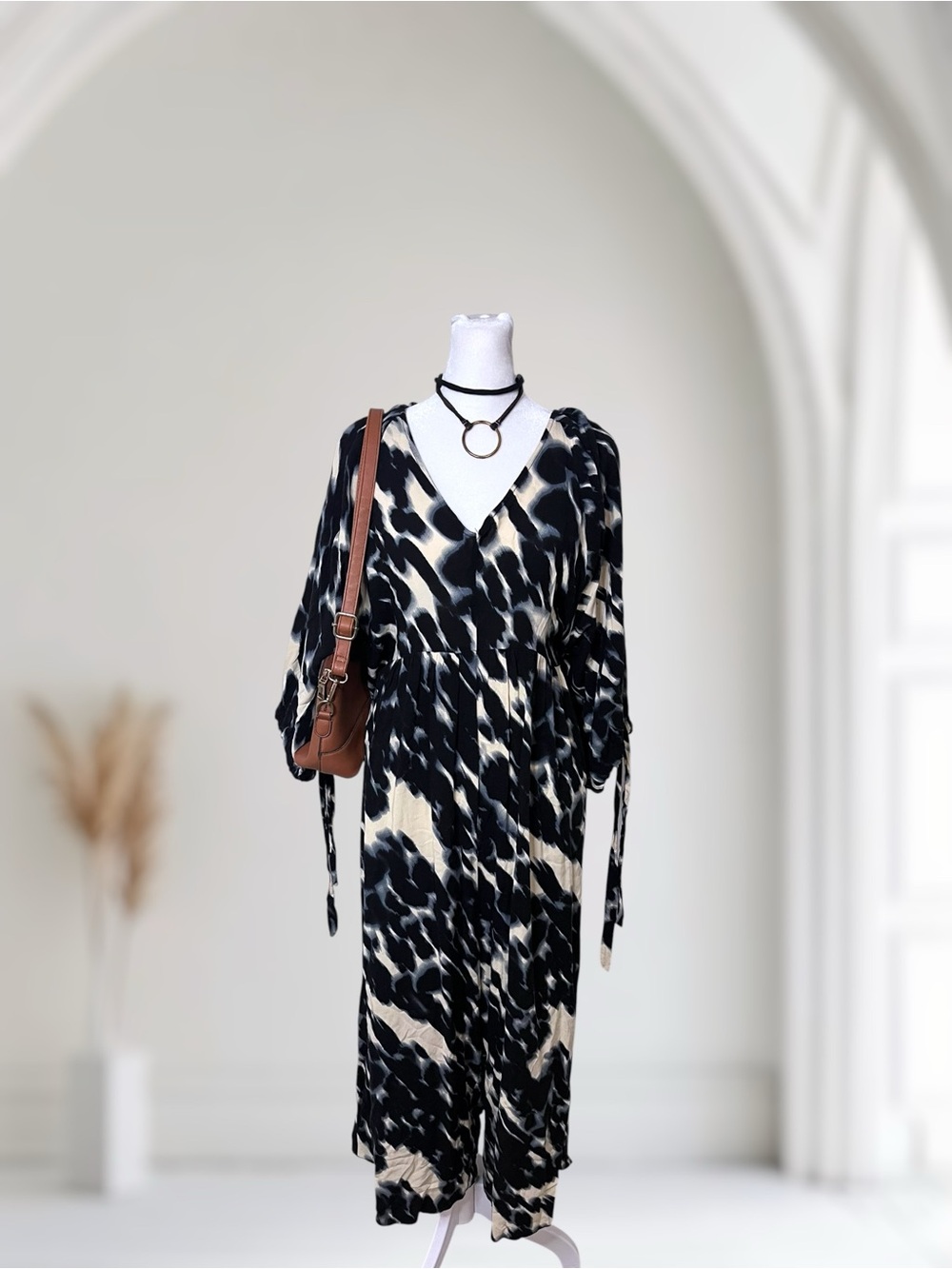 ASOS Abstract Print V-Neck Jumpsuit Size US 14